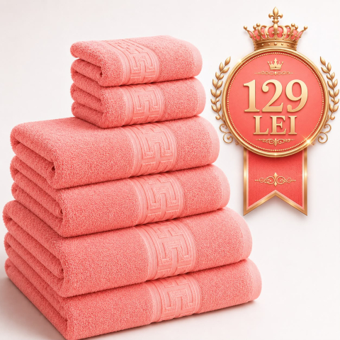 Prosoape - Set 6 Prosoape de Lux ROYAL Somon  100% Bumbac Pieptanat 650 g/mp