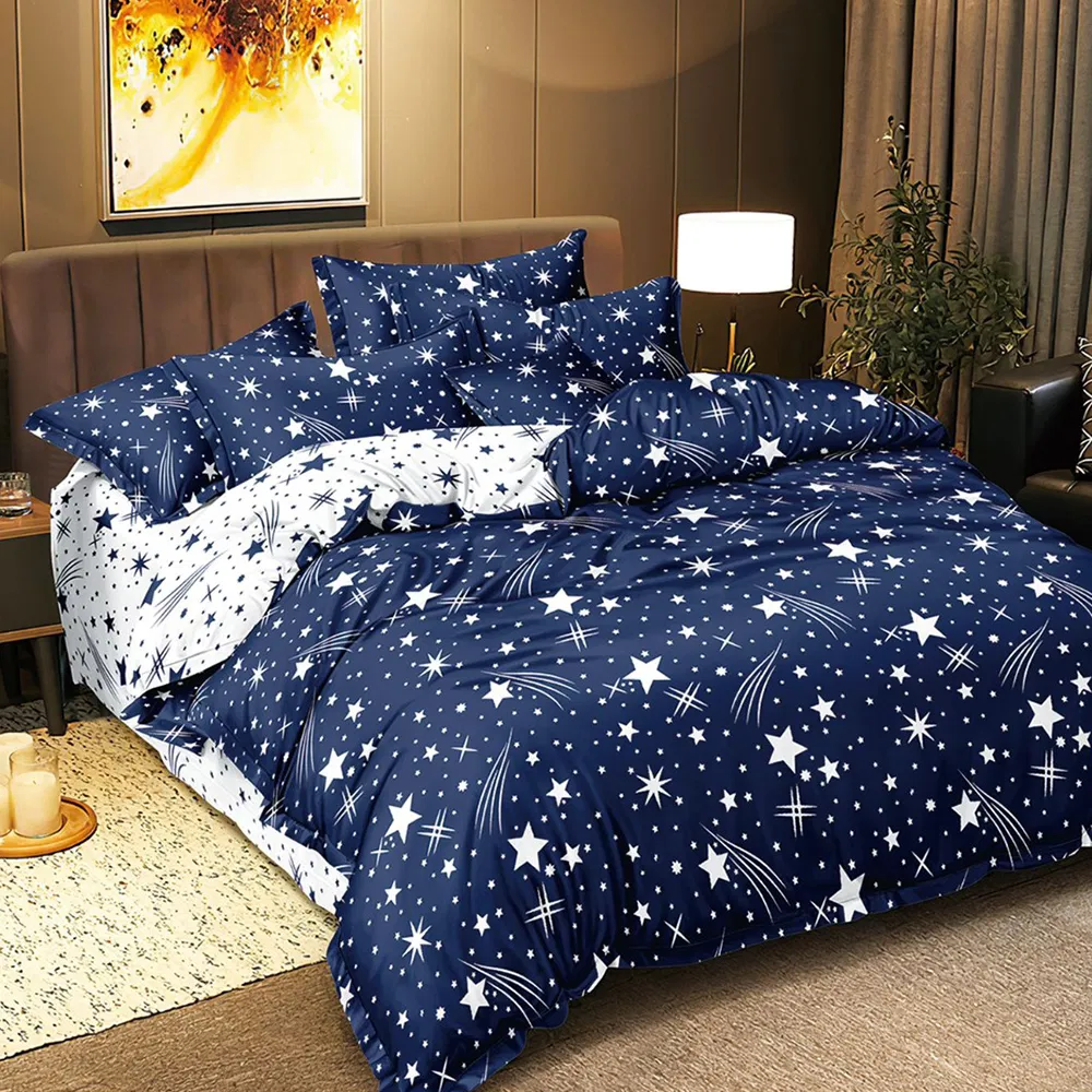Lenjerii Finet cu Elastic - Set Lenjerie cu Elastic Pucioasa 4 piese king size GALAXY F2053 160x210cm Bumbac Finet