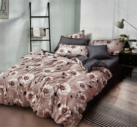 Lenjerii Finet cu Elastic - Set Lenjerie cu Elastic Pucioasa 6 piese king size Camelie F5555 230x250cm Bumbac Finet