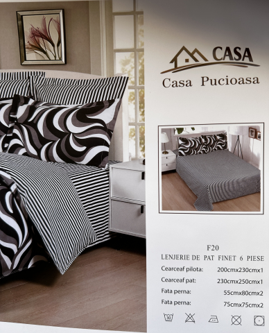 Set Lenjerie Pucioasa 6 piese King Size Minimalist F2045 230x250cm Bumbac Finet [1]