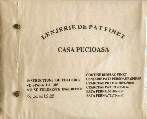 Set Lenjerie Pucioasa 6 piese king size Bej Galben F2007 230x250cm Bumbac Finet [1]