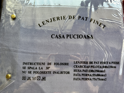 Set Lenjerie Pucioasa 6 piese King Size Bleumarin F2001 230x250cm Bumbac Finet [1]