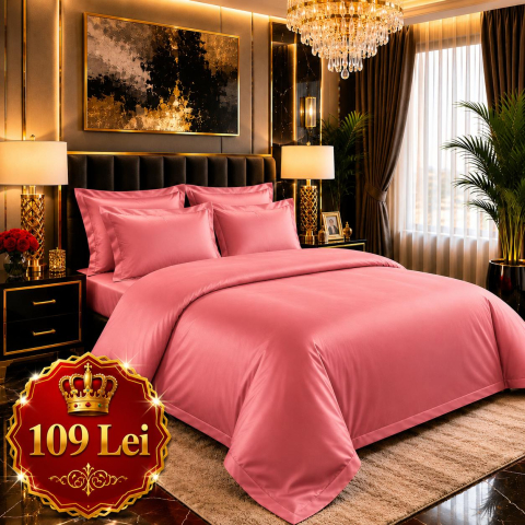 Lenjerii Finet - Set Lenjerie Pucioasa 6 piese king size Coral F2015 230x250cm Bumbac Finet