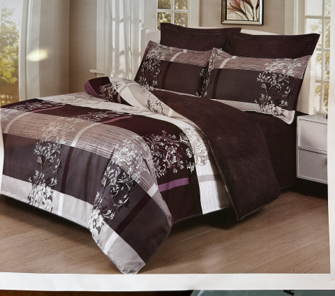 Lenjerii Finet cu Elastic - Set Lenjerie  Pucioasa 6 piese king size Baroc Mov F2042 230x250cm Bumbac Finet