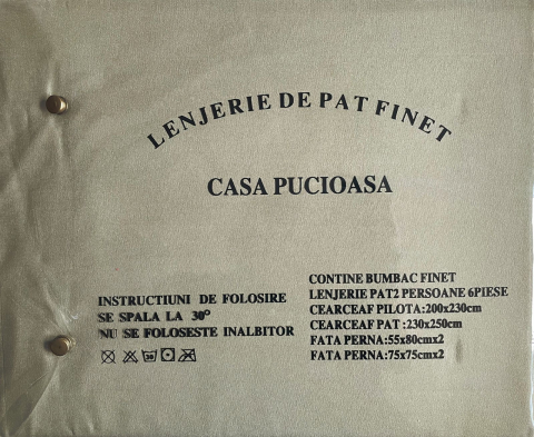 Set Lenjerie Pucioasa 6 piese king size Kaki F2010 230x250cm Bumbac Finet [1]