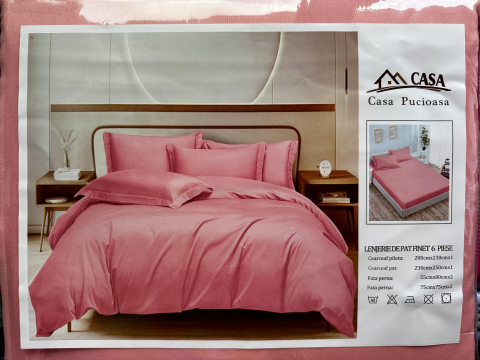 Set Lenjerie Pucioasa 6 piese king size Coral F2015 230x250cm Bumbac Finet