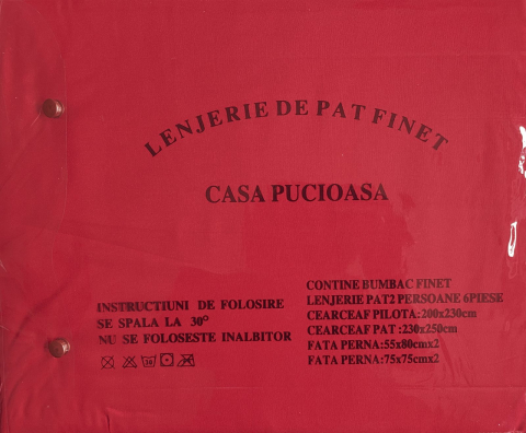 Set Lenjerie Pucioasa 6 piese King Size Rosu F2005 230x250cm Bumbac Finet [1]