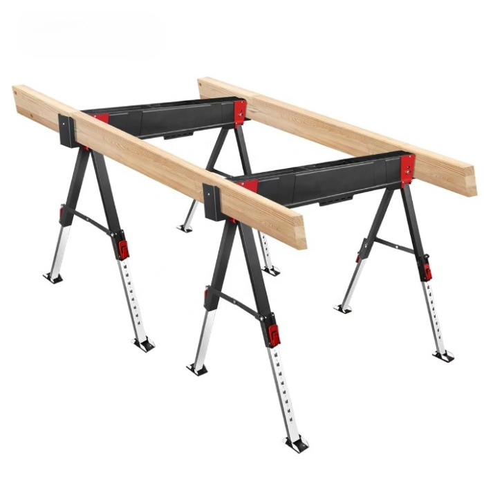 Capra profesionala de lucru, pliabila, reglabila pe inaltime 61-85 cm, suport taiere lemn si materiale, sarcina maxima 600 kg, pentru atelier, constructii, bricolaj [7]