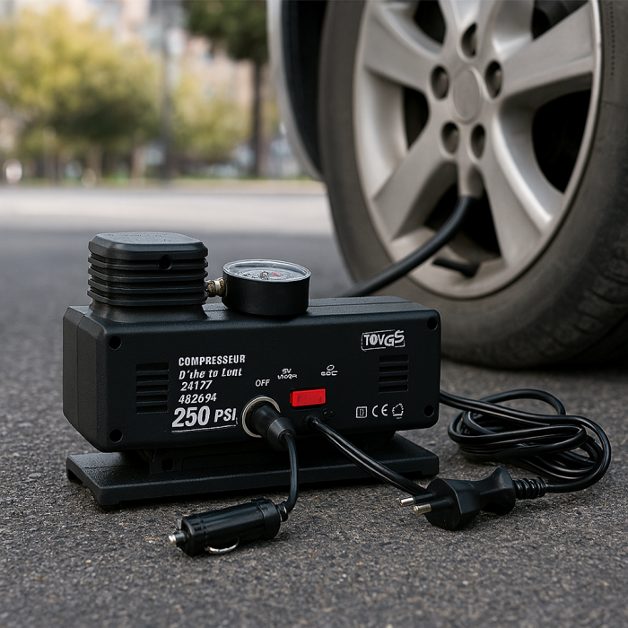 Compresor auto cu manometru, alimentare 12V/220V 120W [4]