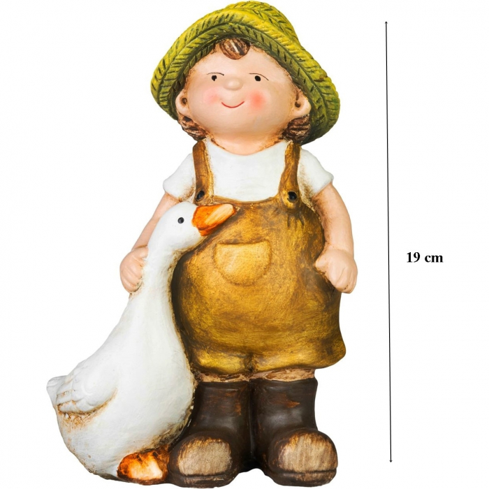 Decoratiune pentru gradina, Girl with goose, ceramica, 6.5x12.5x19 cm [3]