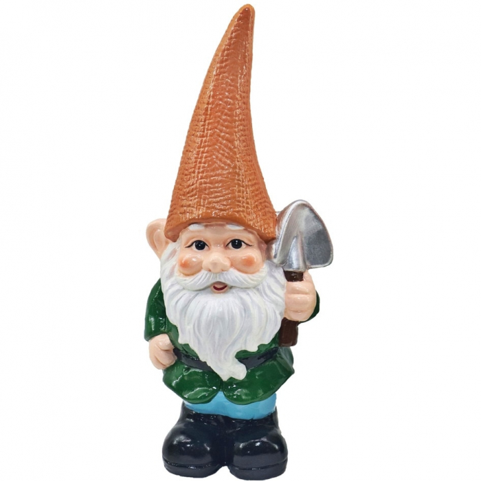 Decoratiune pentru gradina, Gnome with orange hat, ceramica, 12.5x8.5x28 cm [1]