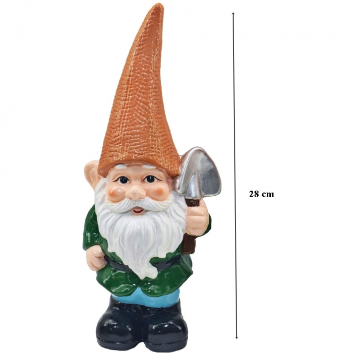 Decoratiune pentru gradina, Gnome with orange hat, ceramica, 12.5x8.5x28 cm [2]