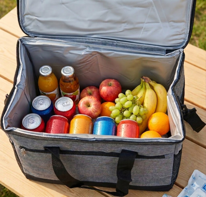 Geanta frigorifica pliabila 30L, izolare termica, 27x40x31 cm, culoare gri, pentru camping, picnic, plaja si cumparaturi [3]