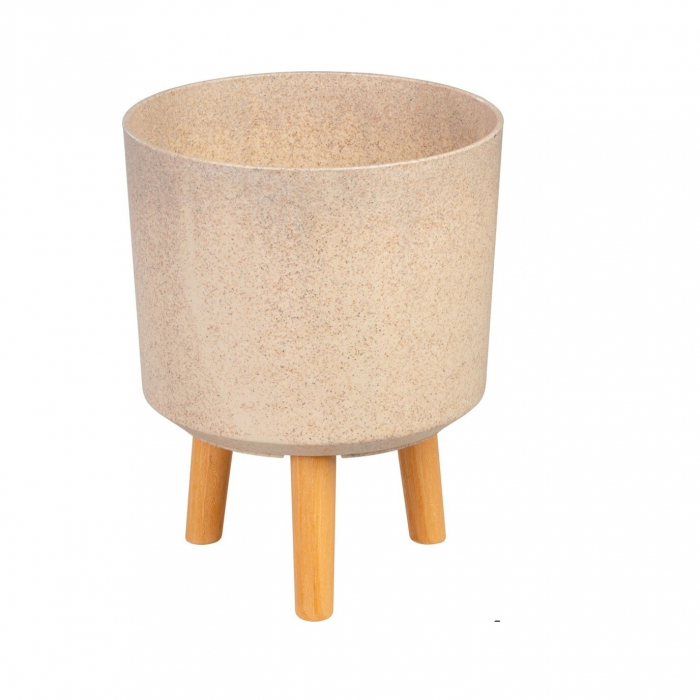 Ghiveci plastic cu 3 picioare pentru flori, BambooFiber, capacitate 15.5 litri, 30x37 cm [1]