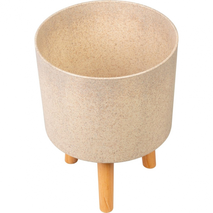 Ghiveci plastic cu 3 picioare pentru flori, BambooFiber, capacitate 15.5 litri, 30x37 cm [2]