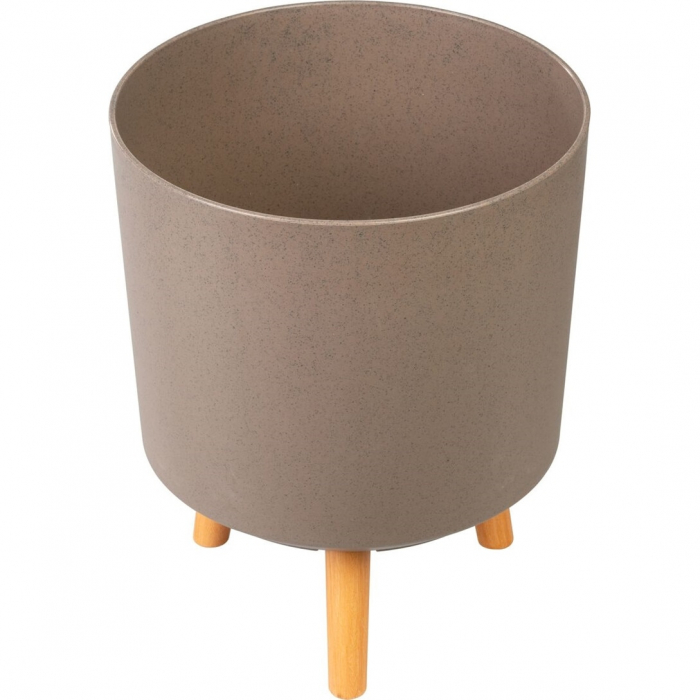 Ghiveci plastic cu 3 picioare pentru flori, CoffePowder, capacitate 15.5 litri, 30x37 cm [3]