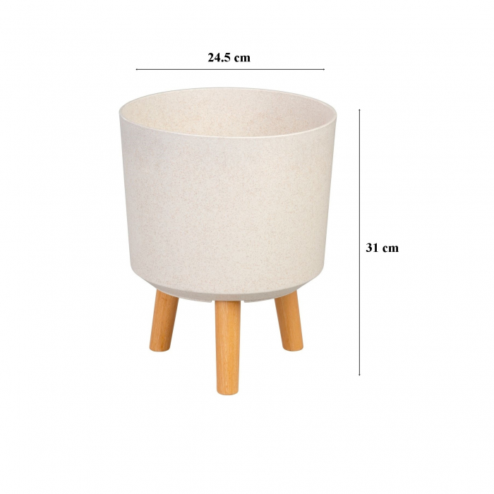 Ghiveci plastic cu 3 picioare pentru flori, WhiteWheat, capacitate 7.75 litri, 24.5x31 cm [2]