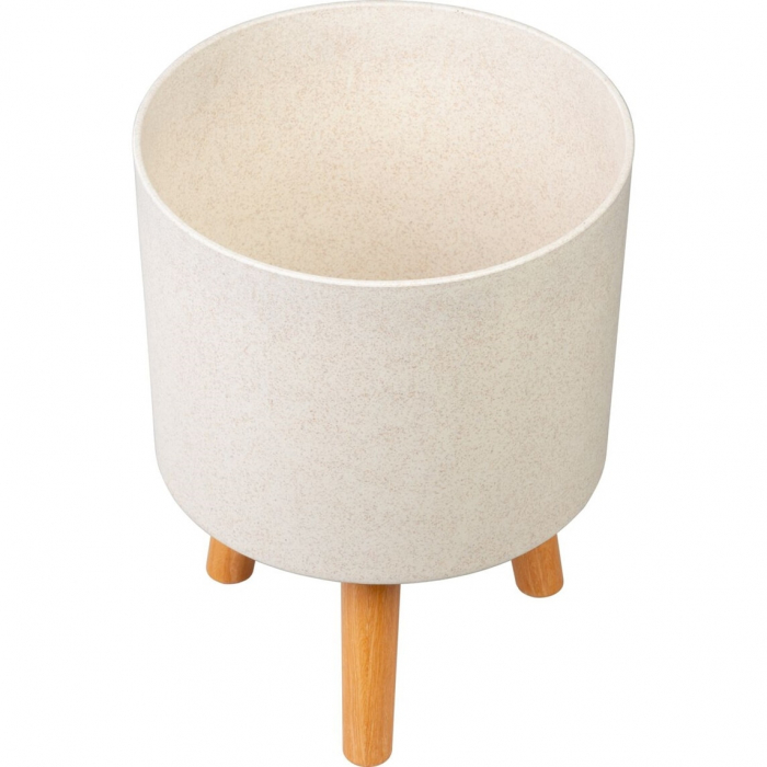 Ghiveci plastic cu 3 picioare pentru flori, WhiteWheat, capacitate 7.75 litri, 24.5x31 cm [3]