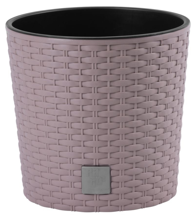 Ghiveci rotund mocca, plastic rezistent, imitatie ratan, diametru 20 cm, inaltime 19 cm [1]
