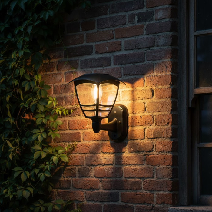 Lampa solara filament LED pentru exterior, prindere perete, cu lumina calda, 10 lm, 14x15x21 cm [2]