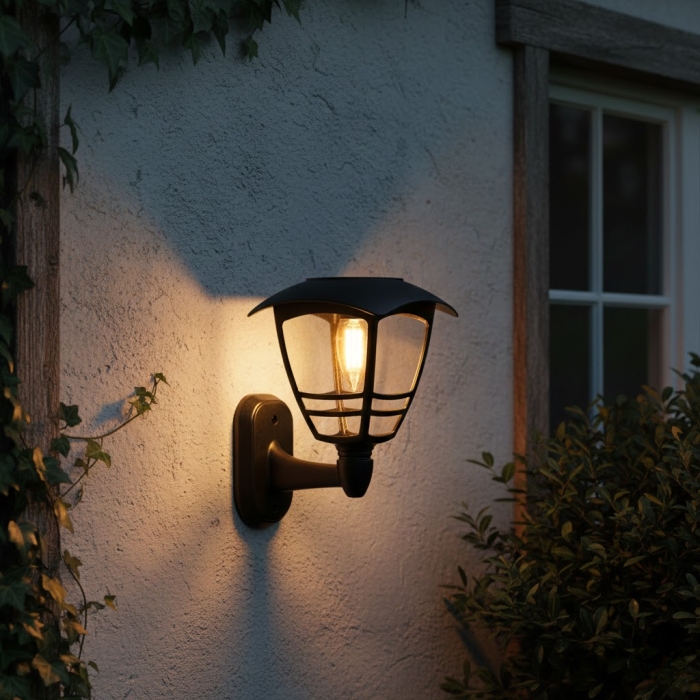 Lampa solara filament LED pentru exterior, prindere perete, cu lumina calda, 10 lm, 14x15x21 cm [3]