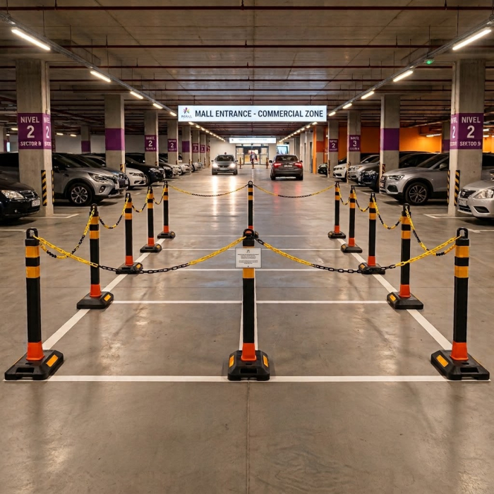 Lant de avertizare si delimitare din plastic, 25 m, diametru 6 mm, galben-negru, pentru restrictionare acces si semnalizare zone [3]