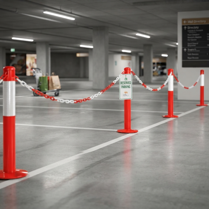Lant de avertizare si delimitare din plastic, rosu-alb, diametru 6 mm, lungime 25 m, pentru restrictionare acces si semnalizare zone [4]