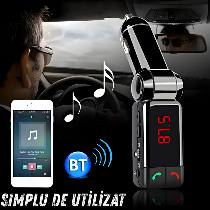 Modulator FM auto cu design pliabil reglabil, Bluetooth pentru redare muzica wireless si apeluri hands-free, microfon integrat pentru convorbiri clare, 2 porturi USB-A pentru incarcare simultana si re [7]