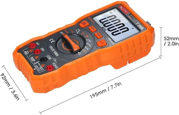 Multimetru digital profesional profesional 1000A/20A, NCV, lanterna LED, avertizare sonora, True RMS, alimentare 4xAAA [4]