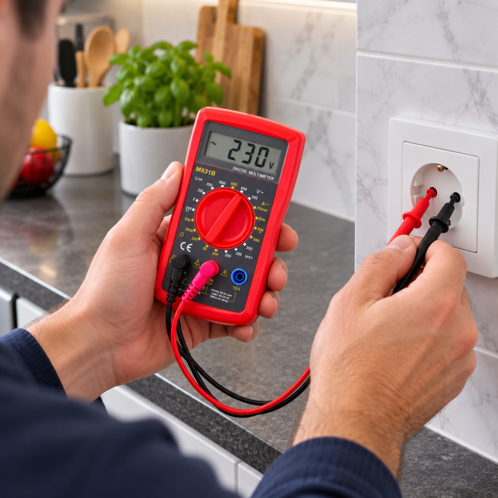 Multimetru digital, tensiune AC/DC pana la 300 V, masurare curent DC si rezistenta, test diode, semnalizare acustica, ecran LCD, sonde test, baterie 9 V inclusa [4]