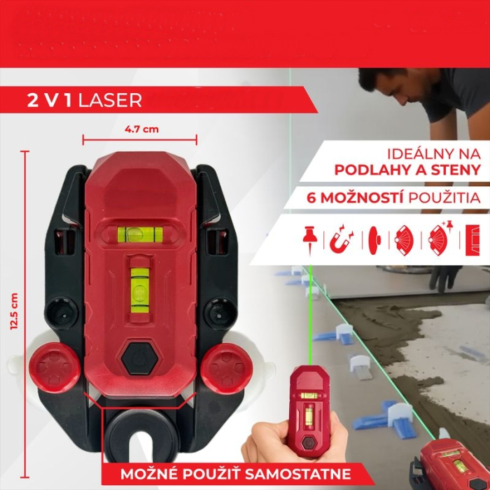 Nivela laser verde 20 m, acumulator Li-Ion cu incarcare USB, linie verticala/orizontala, IP54, goniometru inclus [4]