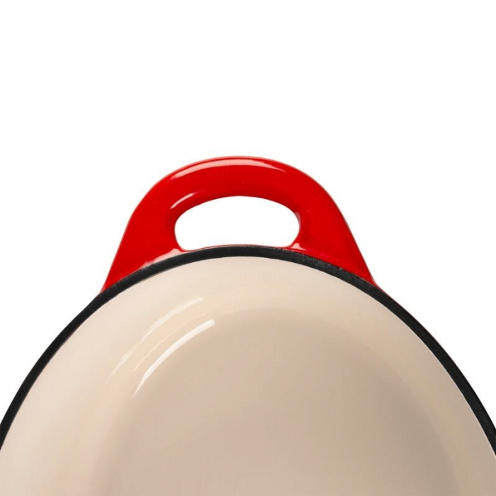 Oala cu capac din fonta emailata, SGTT, capacitate 4.4 l, cu manere prindere, culoare rosie, 30x23 cm [3]