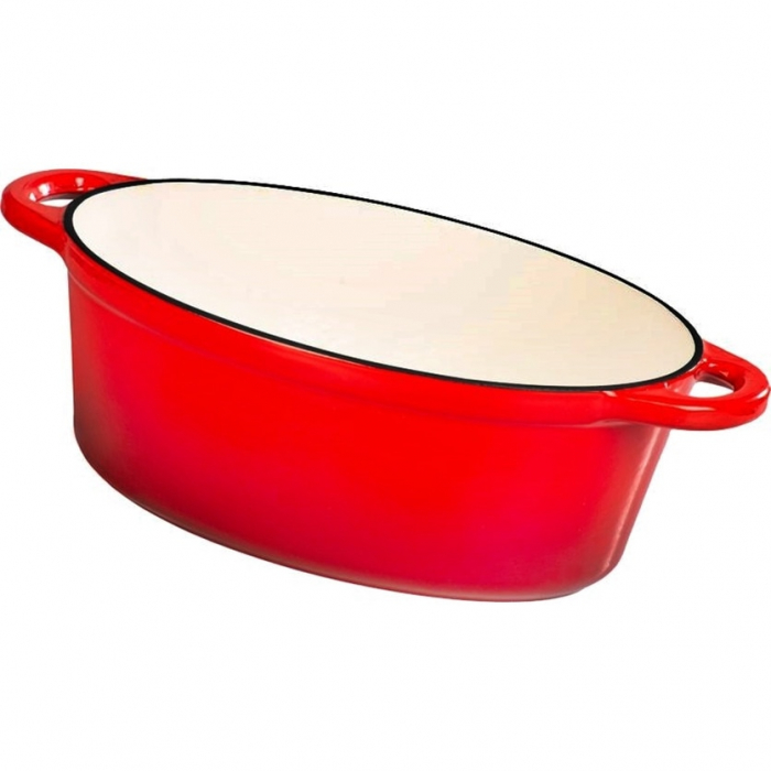 Oala cu capac din fonta emailata, SGTT, capacitate 4.4 l, cu manere prindere, culoare rosie, 30x23 cm [2]