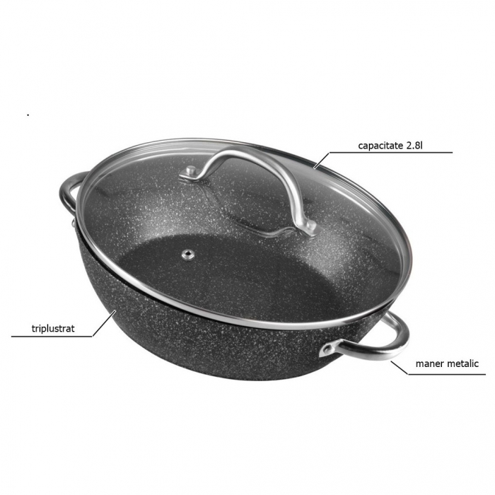 Oala cu capac si manere pentru cuptor, BML26, capacitate 2.8l, diametru 26 cm, triplustrat [2]
