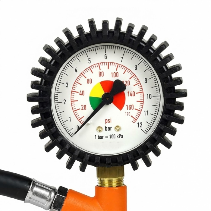 Pistol profesional de umflat roti cu manometru, presiune maxima 12 Bar, carcasa portocalie [2]