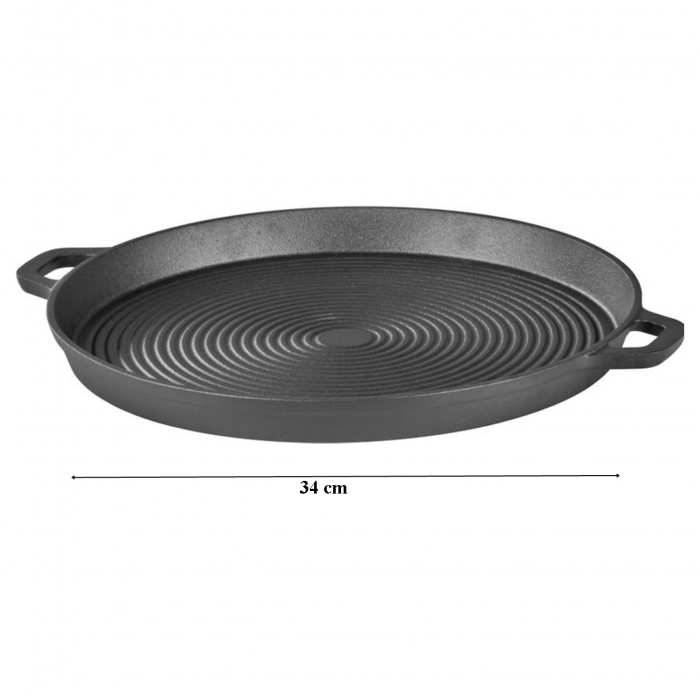 Plita rotunda din fonta pentru gratar, cu manere 34x3 Cm [2]