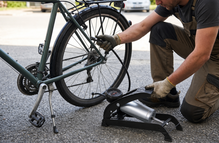 Pompa de picior cu manometru, presiune maxima 7 bar, furtun 60 cm, pedala antiderapanta, pentru auto, moto si bicicleta [3]
