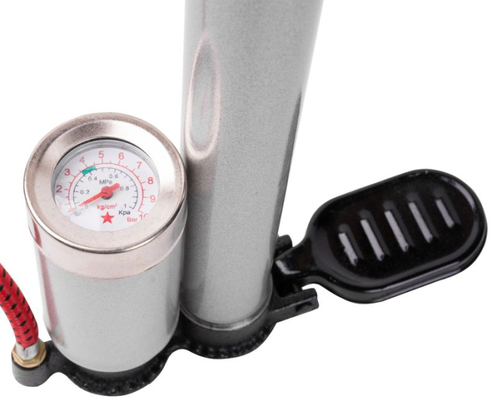 Pompa manuala pentru umflat roti bicicleta, motocicleta si auto, presiune maxima 10 bar / 145 PSI, furtun 54 cm, 38x500 mm [2]