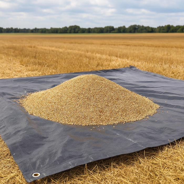 Prelata impermeabila, 10x15m, densitate 200g/mﾲ, inele de prindere, gri inchis [5]