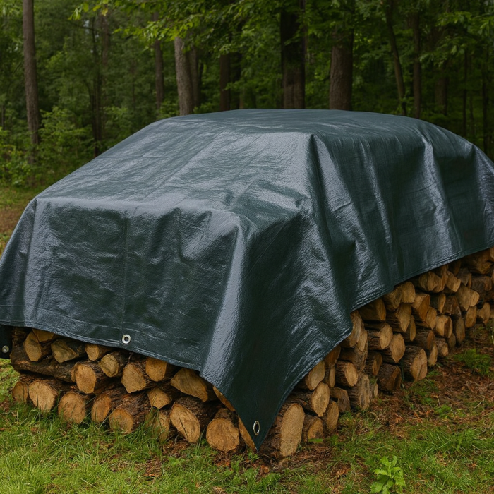 Prelata impermeabila 8x12m, densitate 200g/mﾲ, inele de prindere, gri inchis [7]