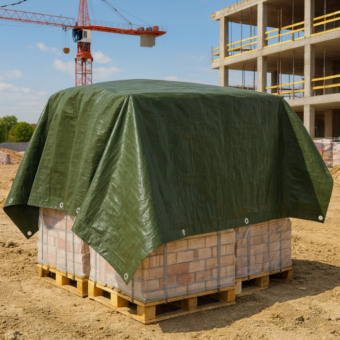 Prelata impermeabila, 8x12m, densitate 200g/mﾲ, inele de prindere, verde [3]