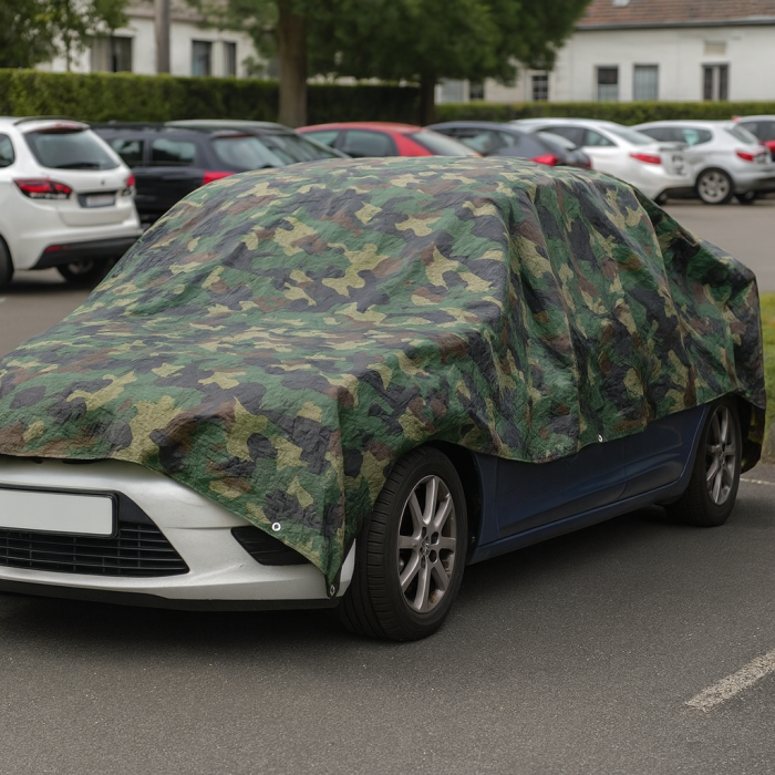 Prelata impermeabila Army Camouflage, 3x4m cu inele de prindere, 80gr/mﾲ [4]