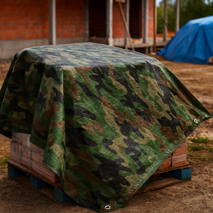 Prelata impermeabila Army Camouflage, 3x4m cu inele de prindere, 80gr/mﾲ [3]