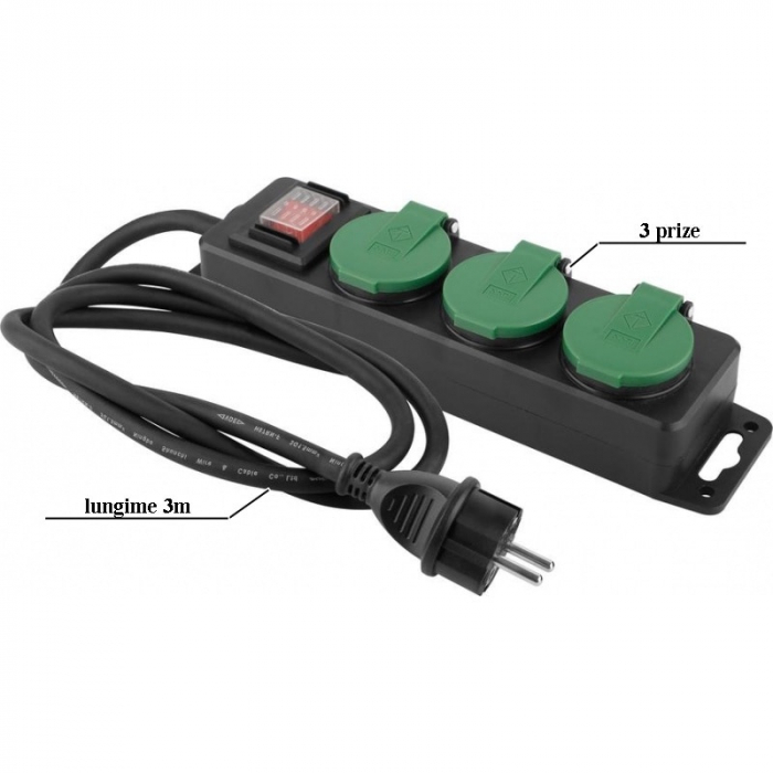 Prelungitor de exterior cu intrerupator si 3 prize, lungime 3 m, max 3680 W/16 A [2]