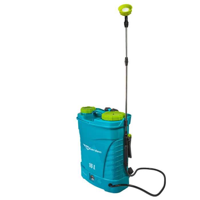 Pulverizator electric cu acumulator 16L, baterie 12V 8Ah, presiune 5.5 bari, lance inox, 3 duze, vermorel pentru gradina, vie si livada [6]