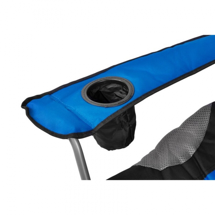 Scaun pentru pescuit sau camping, cu sport pahar, 80x50x105 cm, material textil, albastru, husa transport [3]