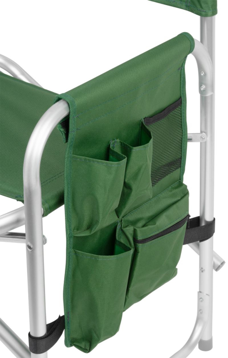 Scaun pliabil pentru camping si pescuit , masa laterala rabatabila cu suport pahar, max. 120 kg, 55x45x78 cm, verde [5]