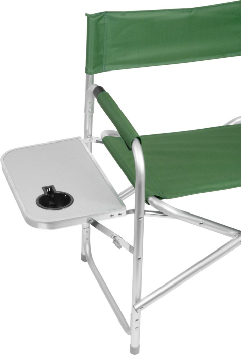 Scaun pliabil pentru camping si pescuit , masa laterala rabatabila cu suport pahar, max. 120 kg, 55x45x78 cm, verde [6]