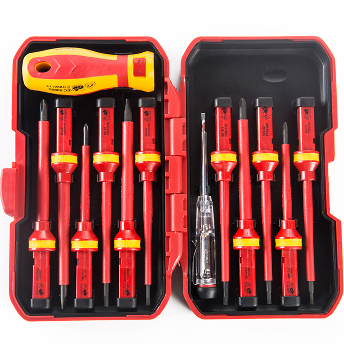 Set 13 surubelnite VDE pentru electricieni cu maner interschimbabil, izolate 1000V in cutie transport [3]