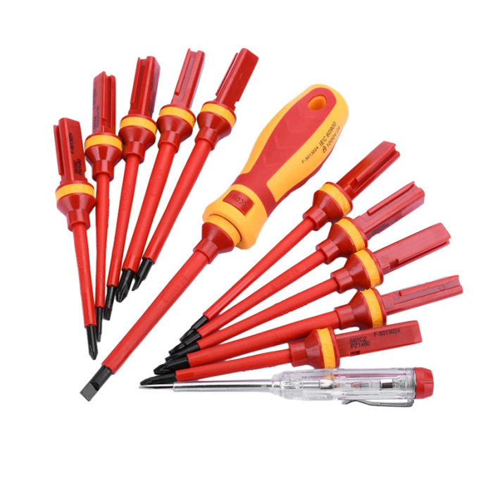 Set 13 surubelnite VDE pentru electricieni cu maner interschimbabil, izolate 1000V in cutie transport [2]
